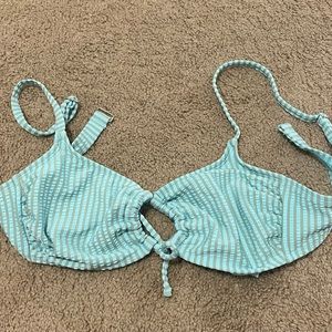 Blue and Gray striped Bikini top